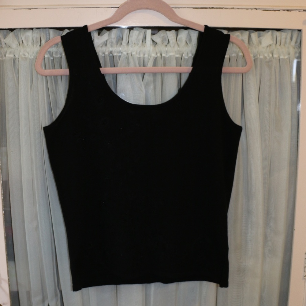 Jones New York Black Floral Emboidered Tank